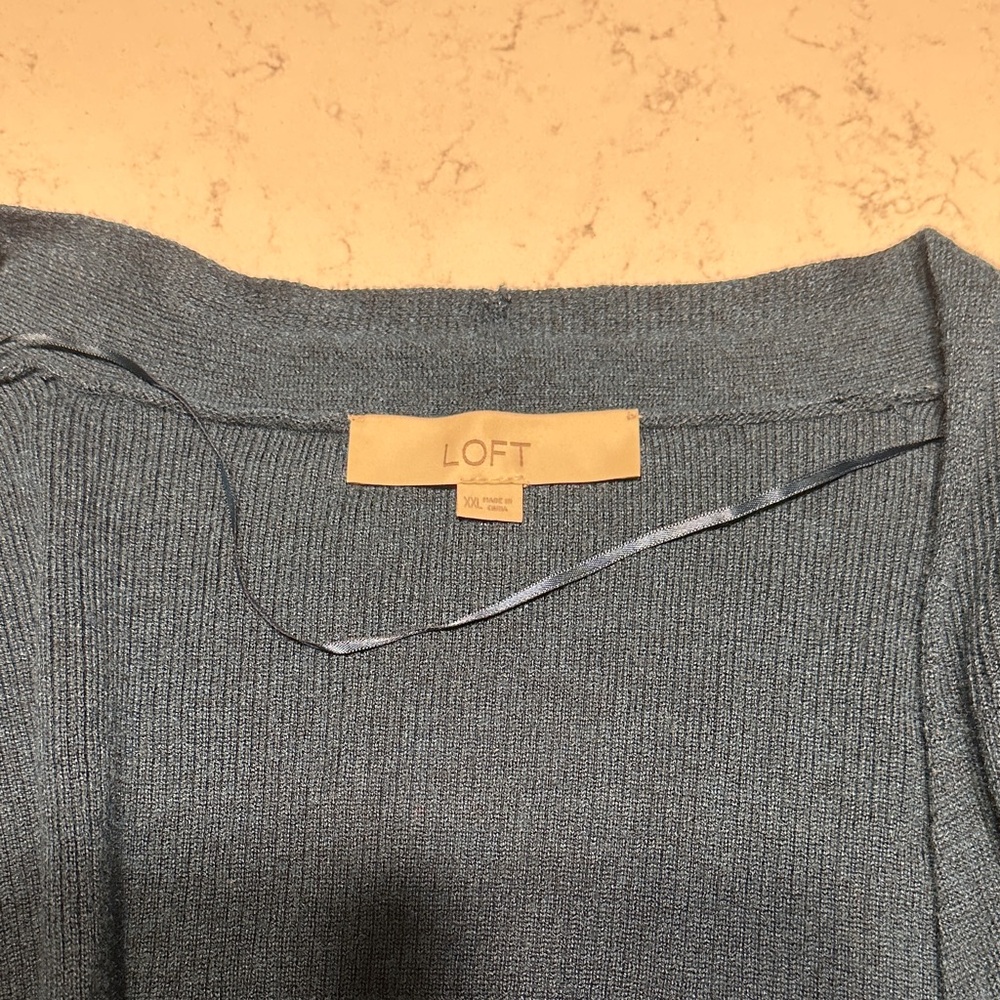 LOFT Slate Blue Ribbed Top